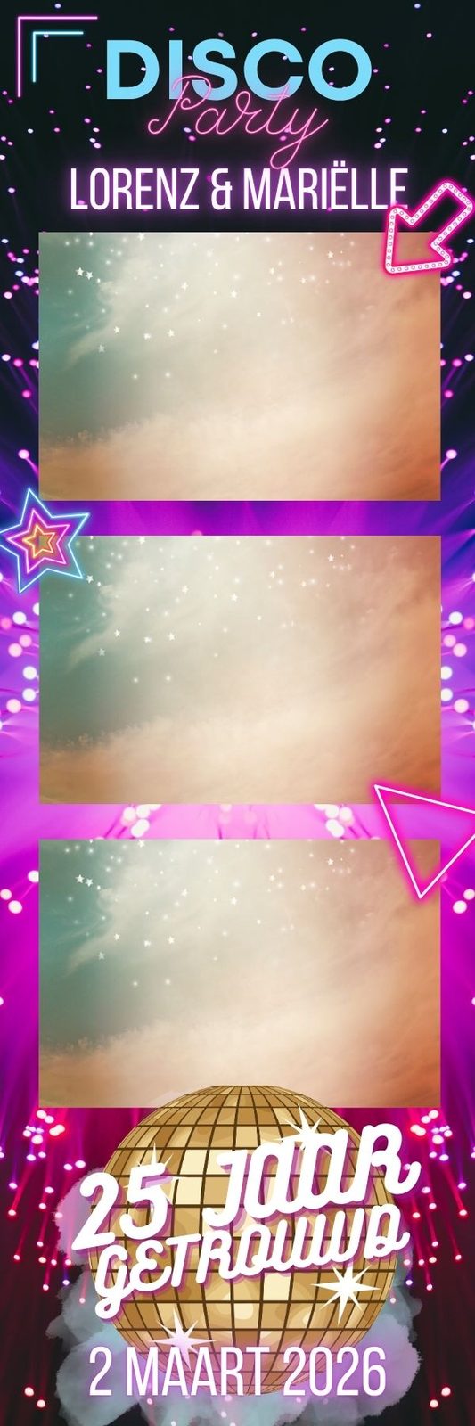 Fotostrip-ontwerp disco-thema