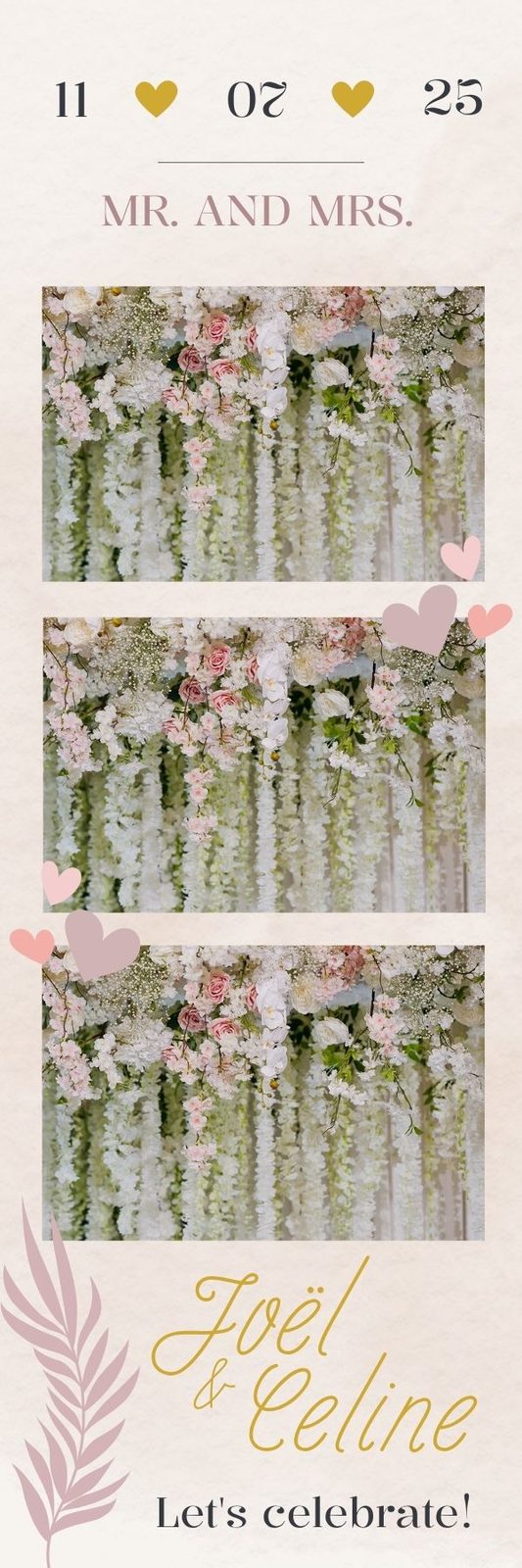 Fotostrip-ontwerp bloementhema Joel & Celine